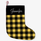 Petite Chaussette De Noël Chèque de bison jaune rustique personnalisé (Devant)