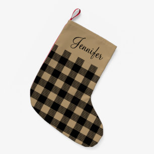 Petite Chaussette De Noël Chèque de buffle Brown rustique personnalisé