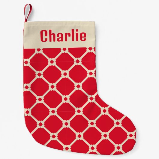 Petite Chaussette De Noël Chèque en diamant avec Motif os pour chien personn (Devant)