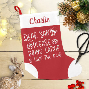 Petite Chaussette De Noël Cher Père Noël Apportez un chat mignon et drôle Ch