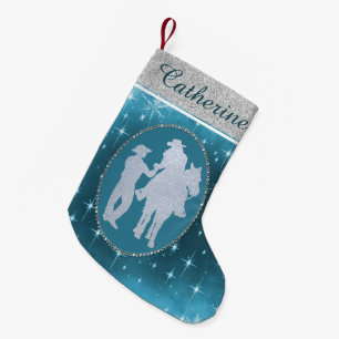 Petite Chaussette De Noël Cheval Cowboy Cowgirl Western Romantique