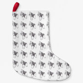 Petite Chaussette De Noël Cheval de Dala noir et blanc (Devant)
