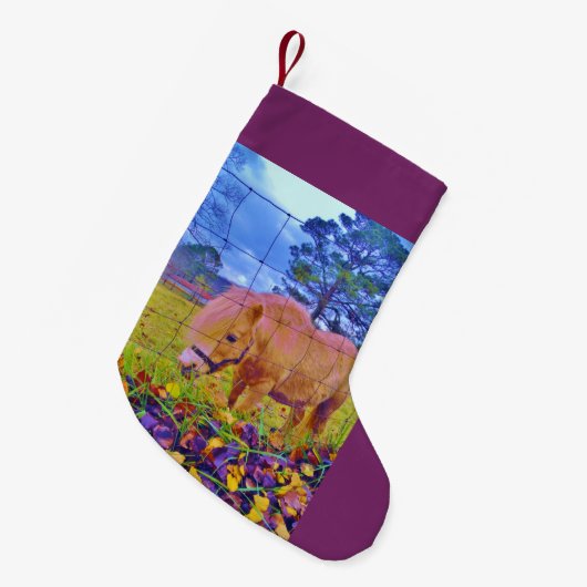 Petite Chaussette De Noël Cheval de Noël des ponies violettes (Devant (Accrochage))