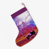 Petite Chaussette De Noël Cheval de Noël Retro ponple violet (Dos (Accrochage))