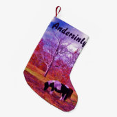 Petite Chaussette De Noël Cheval de Noël Retro ponple violet (Devant (Accrochage))
