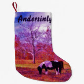 Petite Chaussette De Noël Cheval de Noël Retro ponple violet (Devant)