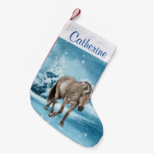 Petite Chaussette De Noël Cheval En Scène D'Hiver Stocker Personnalisé (Devant (Accrochage))