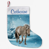 Petite Chaussette De Noël Cheval En Scène D'Hiver Stocker Personnalisé (Devant)