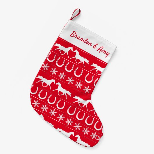 Petite Chaussette De Noël Cheval Lover Vilain Noël Jumper Rouge (Devant (Accrochage))