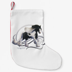 Petite Chaussette De Noël Cheval noir Tobiano Gypsy Vanner