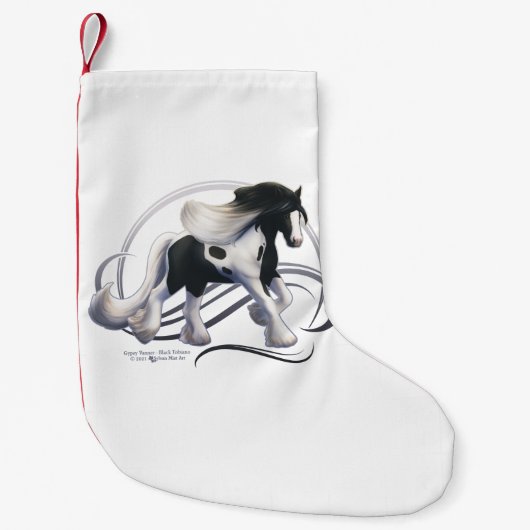 Petite Chaussette De Noël Cheval noir Tobiano Gypsy Vanner (Devant)