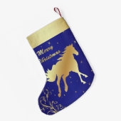 Petite Chaussette De Noël Cheval occidental d'or sur l'arrière - plan bleu (Dos (Accrochage))
