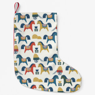 Petite Chaussette De Noël Chevaux scandinaves : Art populaire coloré