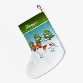 Petite Chaussette De Noël Cheveux courts Rouges Chien - Forêt d'hiver (Dos (Accrochage))