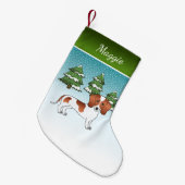Petite Chaussette De Noël Cheveux courts Rouges Chien - Forêt d'hiver (Devant (Accrochage))