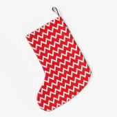 Petite Chaussette De Noël Chevron rouge personnalisé avec Noël vert (Dos (Accrochage))