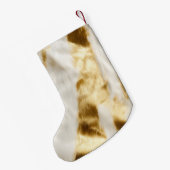 Petite Chaussette De Noël Chic Gold White Cowhide Western (Dos (Accrochage))