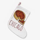 Petite Chaussette De Noël Chicago IL Illinois Plat profond Pepperoni Pizza P (Devant (Accrochage))