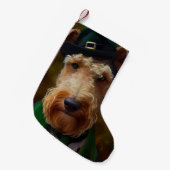 Petite Chaussette De Noël chien airedale à la Saint-Patrick (Devant (Accrochage))