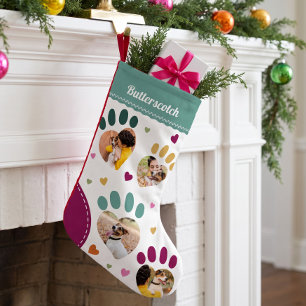 Petite Chaussette De Noël Chien amusant & Empreinte de patte de chat Photo d