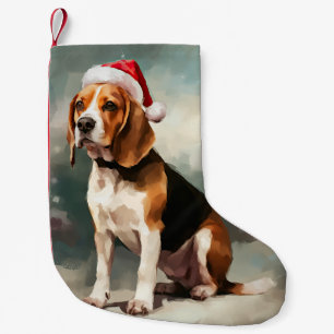 Petite Chaussette De Noël Chien beagle à Noël de neige