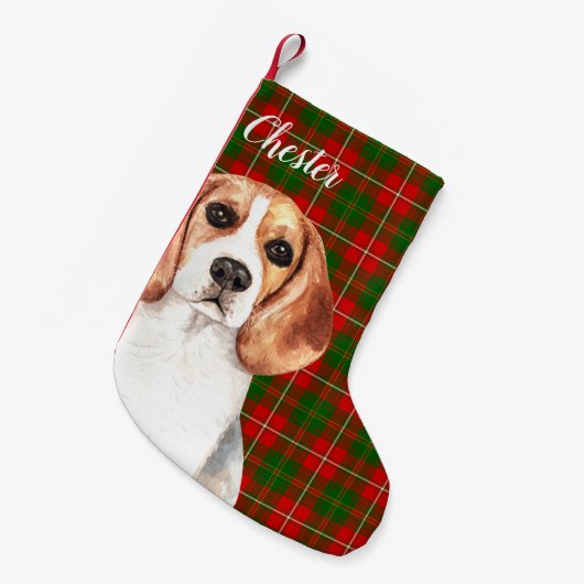Petite Chaussette De Noël Chien beagle personnalisé (Devant (Accrochage))