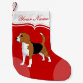 Petite Chaussette De Noël Chien beagle Rouge Solide Personnalisé (Devant)
