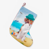 Petite Chaussette De Noël Chien beagle Sur La Plage (Devant (Accrochage))