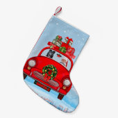 Petite Chaussette De Noël Chien berger allemand noir en voiture avec le Père (Devant (Accrochage))