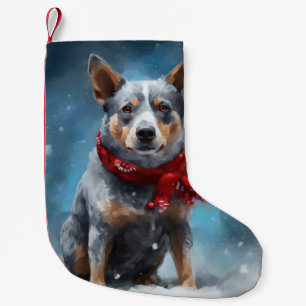 Petite Chaussette De Noël Chien Blue Heeler dans la neige de Noël 