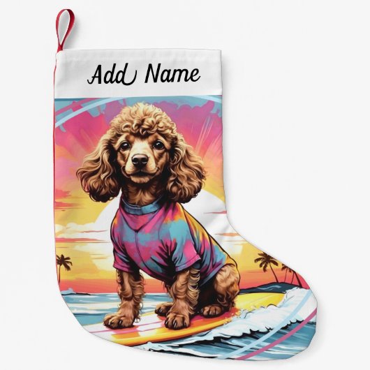 Petite Chaussette De Noël Chien Caniche (Devant)