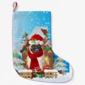 Petite Chaussette De Noël Chien carlin avec cadeaux de Noël (Devant)