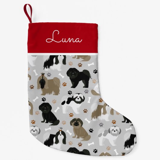 Petite Chaussette De Noël Chien Chien Chien Chien Chien Chien Paws et Os (Devant)
