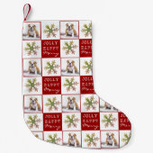 Petite Chaussette De Noël Chien Chien Chien Puppy Pet Photo Snowflake Rouge (Devant)
