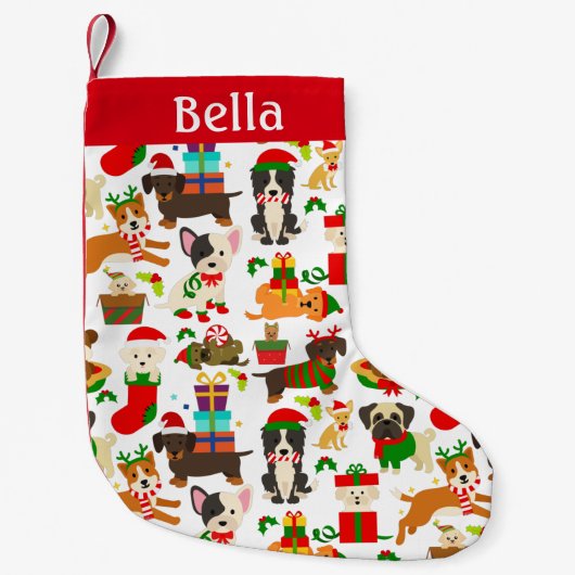 Petite Chaussette De Noël Chien chiot mignon de Noël (Devant)