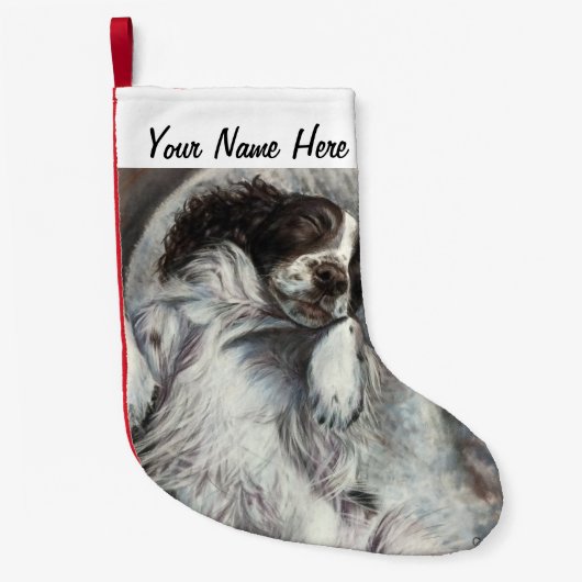 Petite Chaussette De Noël Chien chiot Springer espagnol dormant dans un joue (Devant)