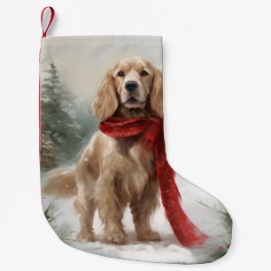 Petite Chaussette De Noël Chien Cocker Spaniel dans la neige Noël