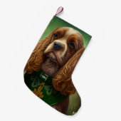 Petite Chaussette De Noël Chien Cocker Spaniel en robe de la Saint-Patrick (Devant (Accrochage))
