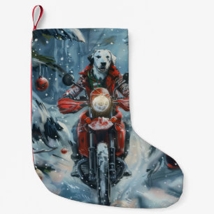 Petite Chaussette De Noël Chien dalmate à moto Noël