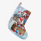Petite Chaussette De Noël Chien dalmate dans la neige Maison de chien de Noë (Devant (Accrochage))