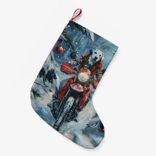 Petite Chaussette De Noël Chien dalmate équitation moto Noël (Devant (Accrochage))