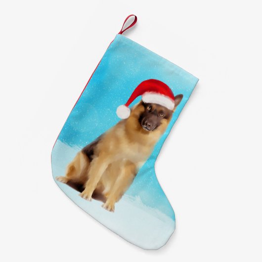 Petite Chaussette De Noël Chien De Berger Allemand Assis Dans Le Chapeau Du  (Devant (Accrochage))