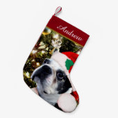 Petite Chaussette De Noël Chien de Boston Terrier de Noël (Devant (Accrochage))