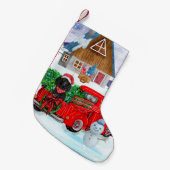 Petite Chaussette De Noël Chien de caniche en livraison de Noël Camion Neige (Devant (Accrochage))