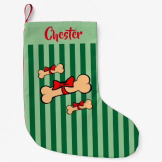 Petite Chaussette De Noël Chien de chien rayé, chien d'os et de Noël