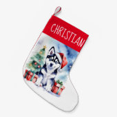 Petite Chaussette De Noël Chien de Noël Husky chiot cadeaux (Devant (Accrochage))