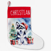 Petite Chaussette De Noël Chien de Noël Husky chiot cadeaux (Devant)