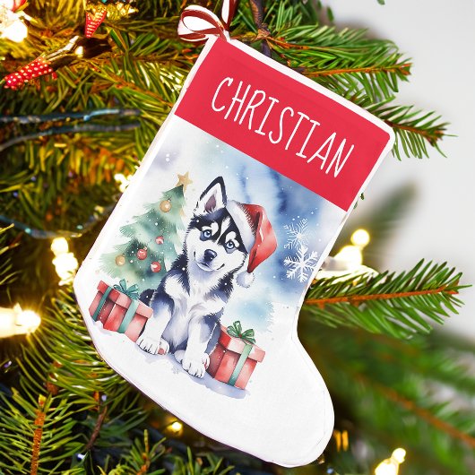 Petite Chaussette De Noël Chien de Noël Husky chiot cadeaux