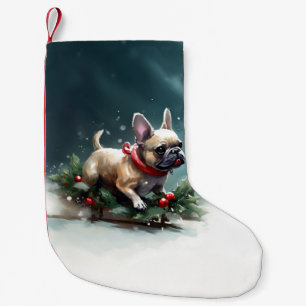 Petite Chaussette De Noël Chien de Noël neige hiver