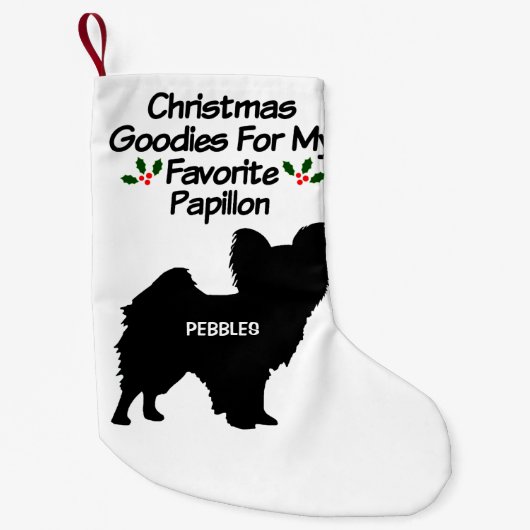 Petite Chaussette De Noël Chien de Papillon préféré de Noël (Devant)